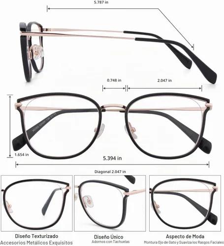 Vista 6 de GUDVUE Blue Light Blocking Glasses for Women Metal Cat Eye Frame