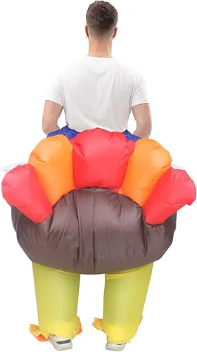 Vista 4 de IHGYT Riding Turkey Inflatable Costume Funny Blow up Cosplay Suit Adult Halloween Dress Up Free