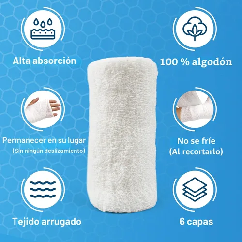 Vista 2 de Rollos de gasa Kerlix - Apósito de gasa de algodón - 6 capas - ESTÉRIL - 10 cm X 3,7 m - Absorción extra - Apósito de gasa médico - 6 rollos - Libre