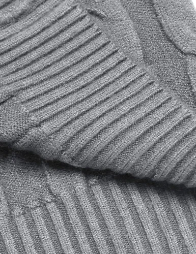 Vista 7 de Suéter COOFANDY ajustado de tejido trenzado para hombre de cuello alto sin botones