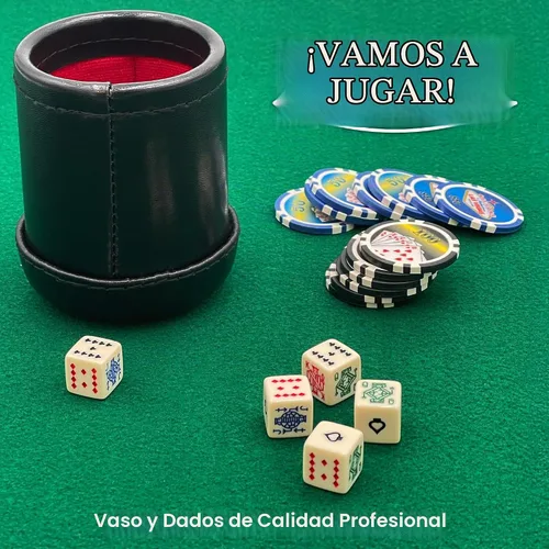 Vista 3 de CHH SS-CQG-7815 - Taza de cuero de lujo con 5 dados de póquer