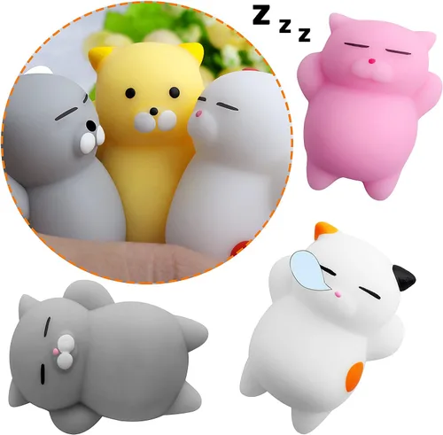 Vista 4 de Outee 12 piezas de juguetes de animales Mochi lindos Mochi para aliviar el estrés, animales Mochi, recuerdos de fiesta para niños, mini animales