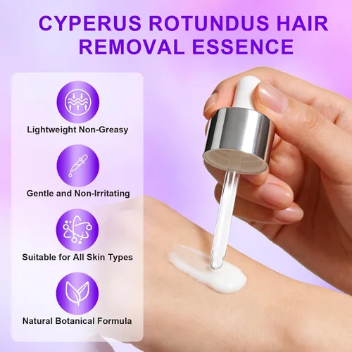 Vista 6 de Cyperus Rotundus Skin Serum Oil, Natural Hair Removal & Shaving Oil for Women, Effectively Reduces Unwanted Hair & Prevents Hair Regrowth