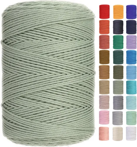 Vista 88 de Cuerda de macramé de 2 mm x 349 metros de cuerda de algodón natural para macramé, cuerda de macramé de color, cuerda de algodón suave, suministros