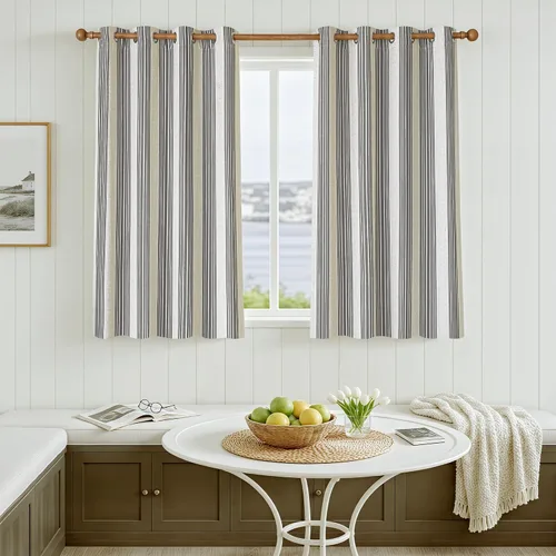 Vista 81 de DriftAway Chris Linen - Cortinas opacas con capa térmica y reductora de sonido, 63 pulgadas de largo para dormitorio, cortinas estampadas a rayas
