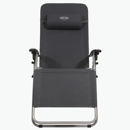 Vista 3 de Kamp-Rite Silla de césped plegable reclinable de gravedad cero, gris, 300 Negro
