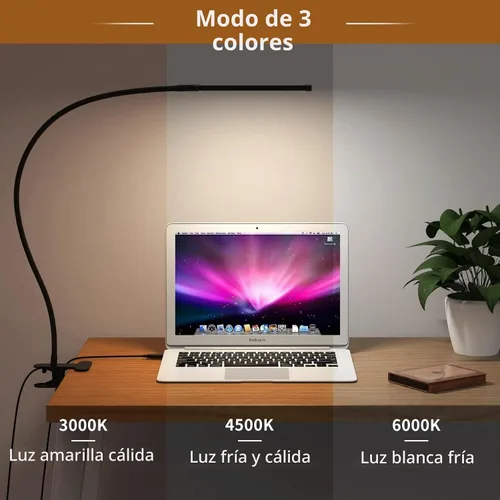 Vista 2 de iZELL Lámpara LED de escritorio para oficina en casa con abrazadera [77 luces LED, 3 modos de color y 10 niveles de brillo] Luces flexibles