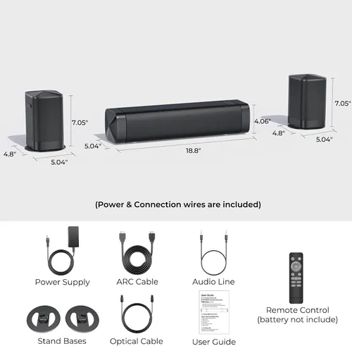 Vista 8 de Barra de sonido de 110 W para Smart TV, Dolby Digital Plus Barra de sonido para TV, Bluetooth 5.3, ARC Opt AUX Connect para cine en casa