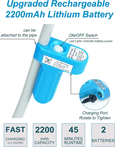 Vista 3 de innhom Ducha portátil para campamento, ducha al aire libre, bomba de ducha de campamento, eléctrica recargable portátil, alimentado por batería