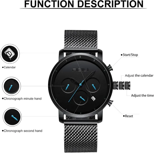 Vista 2 de Reloj de pulsera minimalista de moda para hombre, impermeable, relojes simples ultra finos