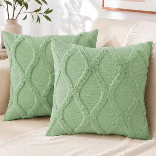 Vista 27 de decorUhome - Juego de 2 fundas de cojín decorativas para primavera de 16 x 16 pulgadas, fundas de almohada afelpadas de lana y piel sintética suave