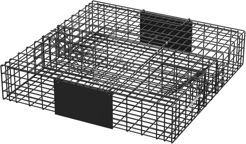 Vista 10 de Jaula de trampa para animales vivos de doble puerta, plegable, de acero resistente, fácil de instalar y liberar, gatillo sensible, asa