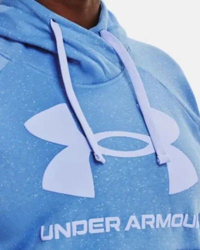 Vista 2 de Under Armour Sudadera con capucha Rival de forro polar con logotipo moteado para mujer, Azul