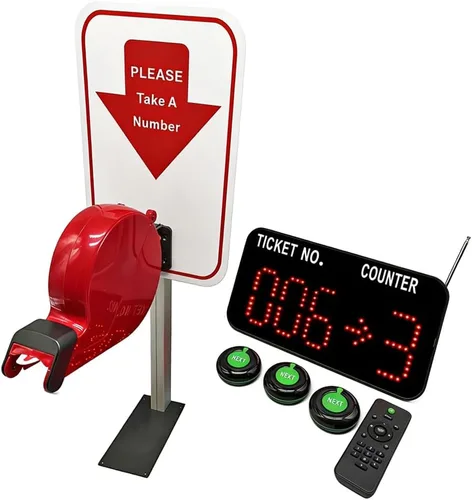 Vista 10 de Now Serving Number System Take a Number System Sistema de llamadas en cola con pantalla de números de 2 dígitos 2 botón siguiente 1 dispensador