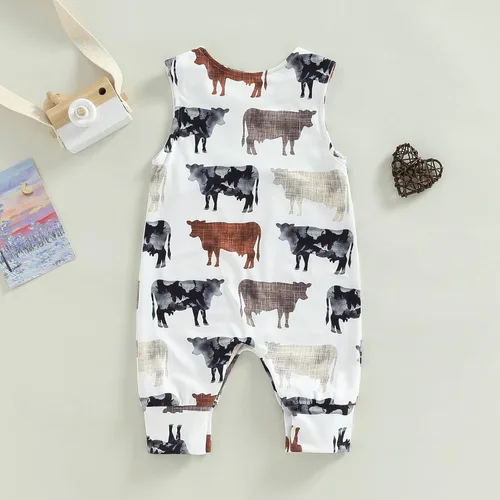 Vista 4 de Mubineo Mameluco sin mangas para bebé, niño, niña, de verano, vaquera, ropa unisex