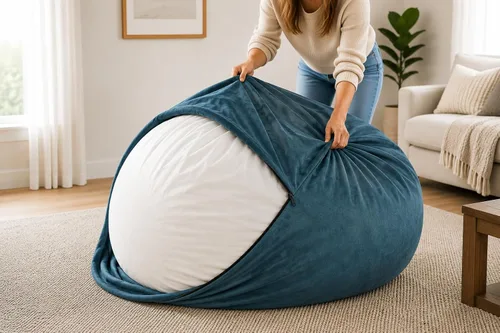 Vista 19 de ULTIMATE SACK Funda de repuesto para puf de 5 pies Gamuza burdeos Solo funda extraíble lavable borgoña ante