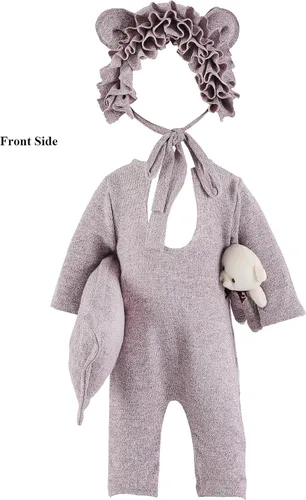 Vista 3 de Holibeat Accesorios de fotografía morados para bebé niña súper suaves recién nacida trajes de sesión de fotos disfraces (morado)