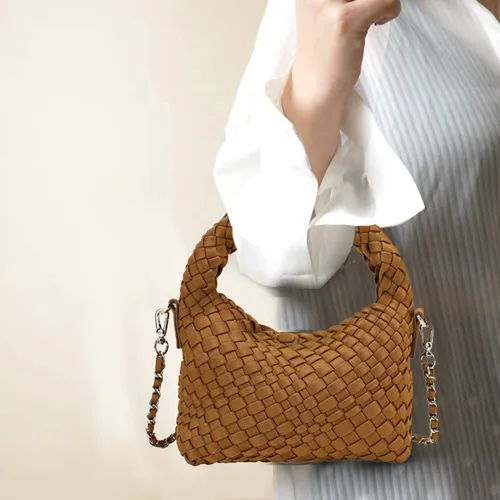 Vista 6 de Bolso tejido para mujer, bolso cruzado de moda, bolso de hombro con asa superior, bolso casual de mano y bolsos de viaje, bolso Hobo
