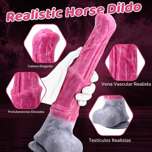 Vista 5 de Consolador de caballo de polla gruesa juguetes sexuales de 12 pulgadas pene monstruo realista para parejas Grithy Pink Silicone Dildos Anal Plug