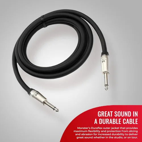 Vista 3 de Monster Prolink Performer 600 Cable de altavoz de 6 pies, enchufes rectos de 1/4 pulgadas, cable de audio para guitarra, instrumento, amplificador