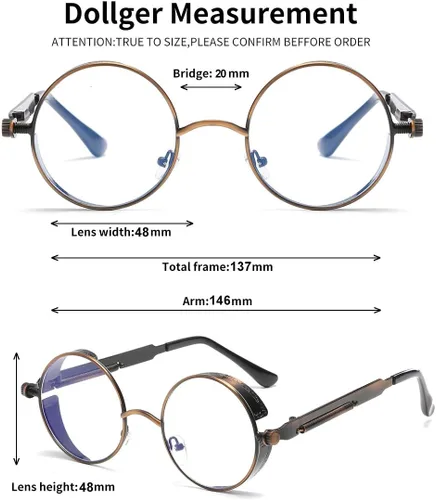 Vista 42 de Dollger Gafas de sol vintage Steampunk Retro Metal Round Circle Frame
