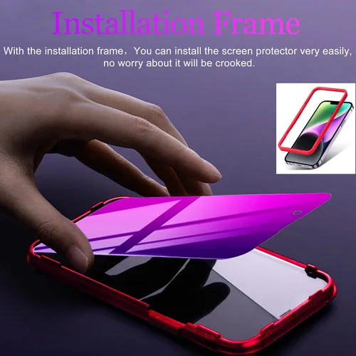 Vista 3 de Compatible con iPhone 14, 13, 13 Pro, protector de pantalla de privacidad de 28 grados, vidrio templado antiespía, degradado, colorido, cobertura