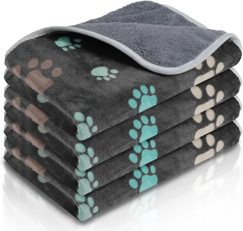 Vista 11 de Reginary - 4 mantas de forro polar de conejillo de indias, adorable pata Revestimientos impermeables y lavables, ropa de cama absorbente de doble