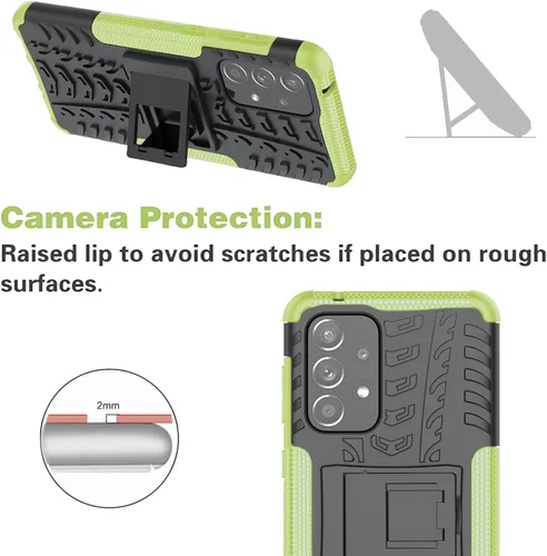 Vista 6 de Asuwish Funda para teléfono Samsung Galaxy A53 5G con protector de pantalla de vidrio templado y soporte delgado, híbrida, resistente, funda