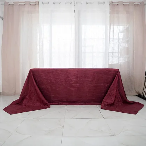 Vista 17 de Mantel rectangular de tafetán arrugado de acordeón de 90 x 132 pulgadas, manteles de boda, manteles de mesa, decoración de eventos, manteles