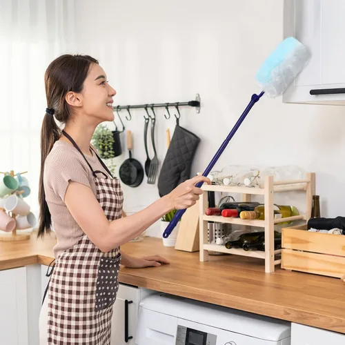 Vista 5 de Maxcheck 180 piezas de repuesto de plumero desechables de 180° de grado grueso, cabezal de repuesto con 3 asas para limpieza de techos de muebles