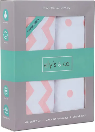 Vista 8 de Ely's & Co. Funda impermeable para cambiador, juego de 2 sábanas para bebé, 100% algodón, sábanas de algodón de punto jersey con forro impermeable
