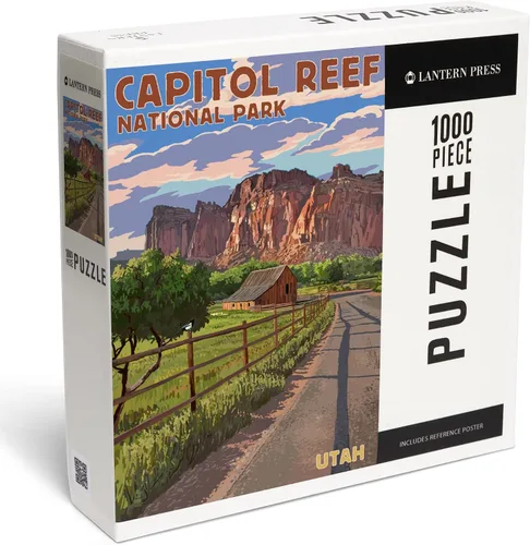 Vista 2 de Lantern Press Rompecabezas de 1000 piezas, Parque Nacional Capitol Reef, Utah, vista al granero, serie pictórica