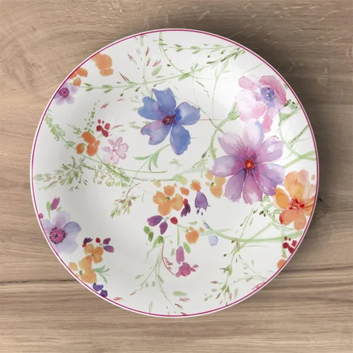 Vista 15 de Villeroy & Boch Mariefleur Gris Basic Breakfast - Plato redondo de porcelana premium con una decoración de flores juguetona, apto para lavavajillas