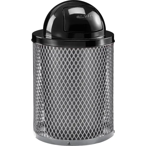 Vista 8 de Global Industrial Bote de basura comercial para exteriores de 36 galones con tapa de cúpula, forro de plástico y kit de anclaje incluido, 23-1/2