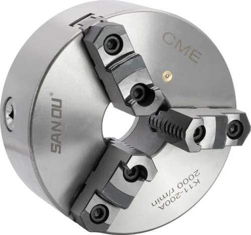 Vista 2 de CME Portabrocas de torno autocentrante de 3 mandíbulas de 8 pulgadas con placa de respaldo Camlock D1-5, mordazas reversibles de dos piezas