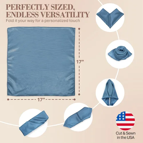 Vista 6 de Ultimate Textile -1 docena - Reversible Shantung Satin - Majestic - Servilletas de tela Majestic de 17 x 17 pulgadas color azul pizarra