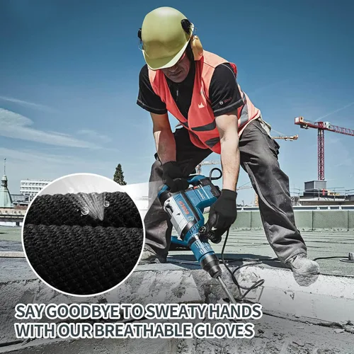 Vista 2 de OZERO Guantes de trabajo para hombres y mujeres: guantes de mecánico para pantalla táctil, agarre firme, destreza, guantes ligeros para construcción