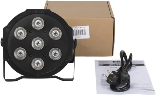 Vista 9 de Aleación de aluminio Led Flat Stage Par 7x18W Luces de escenario DJ con control Dmx512 RGBWA UV 6in1 luces, bueno para escenarios de DJ, clubes