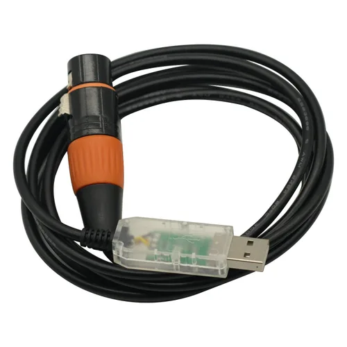 Vista 7 de Adaptador de interfaz USB a DMX Cable de luz de escenario PC DMX512 controlador regulador FT232 RS485 DMX USB Cable de conversión de señal