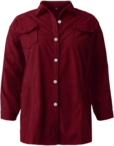 Vista 5 de Women's Fashion Casual Thick Blouse Lapel Button Loose Long Sleeve Coat