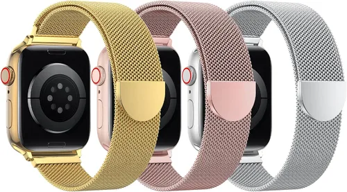 Vista 11 de BELONGME Paquete de 3 correas de malla en bucle compatibles con Apple Watch para mujeres y hombres 40mm 41mm 38mm 42mm 44mm 45mm 49mm 46mm Series 11