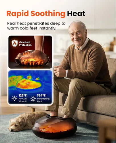 Vista 3 de BOB AND BRAD Masajeador de pies con calor, amasamiento profundo Shiatsu y compresión de aire para fascitis plantar, máquina masajeadora eléctrica