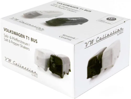 Vista 5 de BRISA VW Collection - Salero y pimentero Volkswagen de cerámica con diseño de autobús T1 juego de 2 piezas (autobús clásico/blanco y negro)