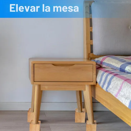 Vista 5 de GNIEMCKIN Juego de 4 elevadores de cama de madera, 4 pulgadas de alto, elevadores de muebles de madera natural, elevadores de sofá resistentes