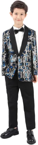 Vista 7 de SWOTGdoby Traje de esmoquin para niños, vestido formal brillante, conjunto de traje de 2 piezas, chaqueta de cachemira, pantalones y cuello de chal