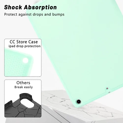 Vista 6 de Funda para iPad de 9ª/8ª/7ª generación iPad 10.2 2021, 2020 y 2019, delgada, ligera, a prueba de golpes, funda protectora de TPU (verde)