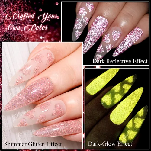Vista 3 de MEET ACROSS Esmalte de uñas de gel que brilla en la oscuridad, juego de esmalte de gel luminoso de 6 colores, kit de manicura de esmalte de gel