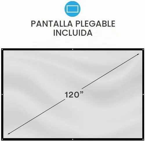 Vista 4 de Paquete de cine en casa con proyector, pantalla de 120 pulgadas y dos mini altavoces instantáneos inalámbricos Bluetooth de conducción ósea, azul