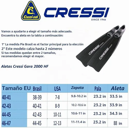 Vista 3 de Cressi Aletas largas reactivas de buceo libre - Alto rendimiento, buen control - Gara 2000 HF: Made in Italy