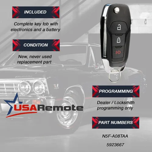 Vista 3 de Llave abatible para Ford F-150 Explorer 2013-2020 Explorer Control remoto de entrada sin llave (N5F-A08TAA 5923667)